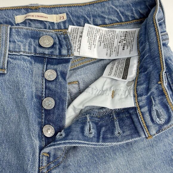 Levis Wedgie Straight Big E Jeans Womens 23 Mid-Rise Distressed Button-Fly Denim - Picture 5 of 16